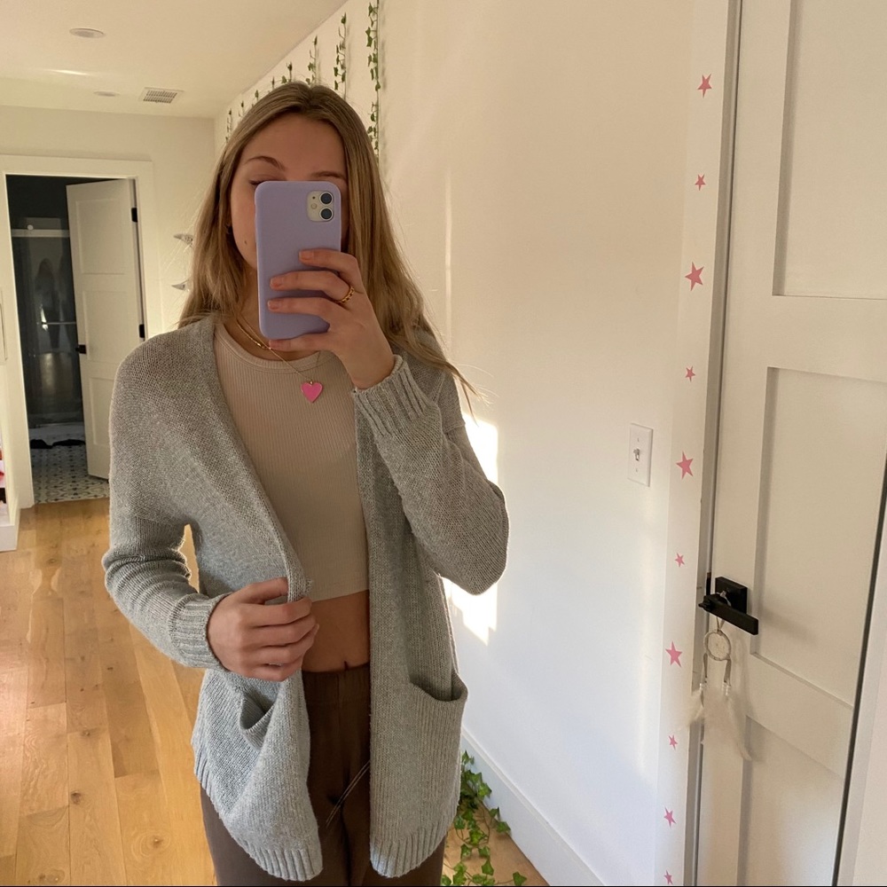 soft grey cardigan
